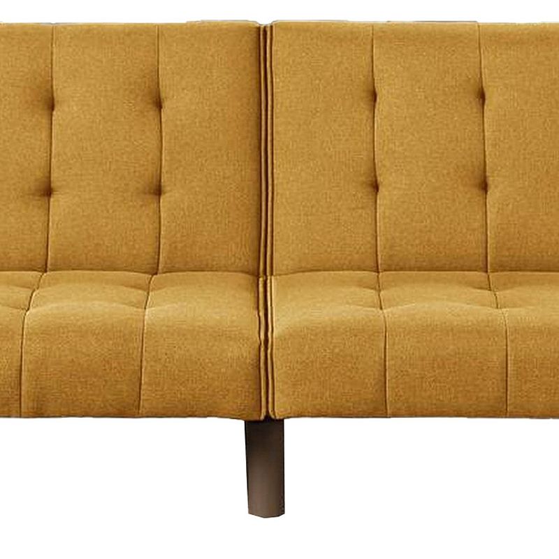 Fabric Adjustable Sofa with Tufted Details and Splayed Legs， Yellow