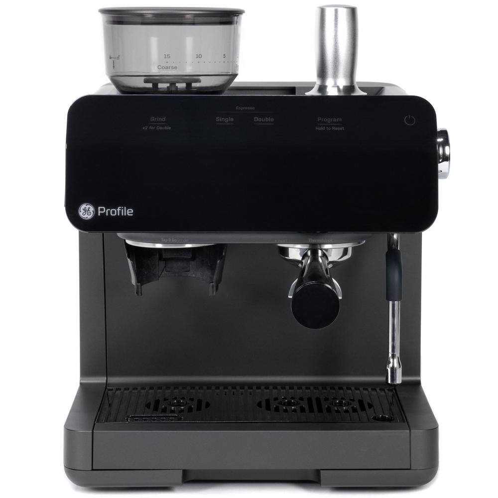 GE Profile 1- Cup Semi Automatic Espresso Machine in Black with Built-in Grinder Frother Frothing Pitcher and WiFi Connected P7CESAS6RBB