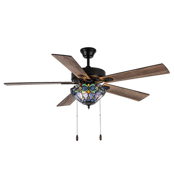 a River of Goods Oil-Rubbed Bronze and Stained Glass 52-Inch 3-Light Remote-Controlled Ceiling Fan Shopping - The Best Deals on Ceiling Fans | 40803857