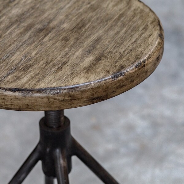 Uttermost Dalvin Industrial Aged Steel and Driftwood Pub Stool