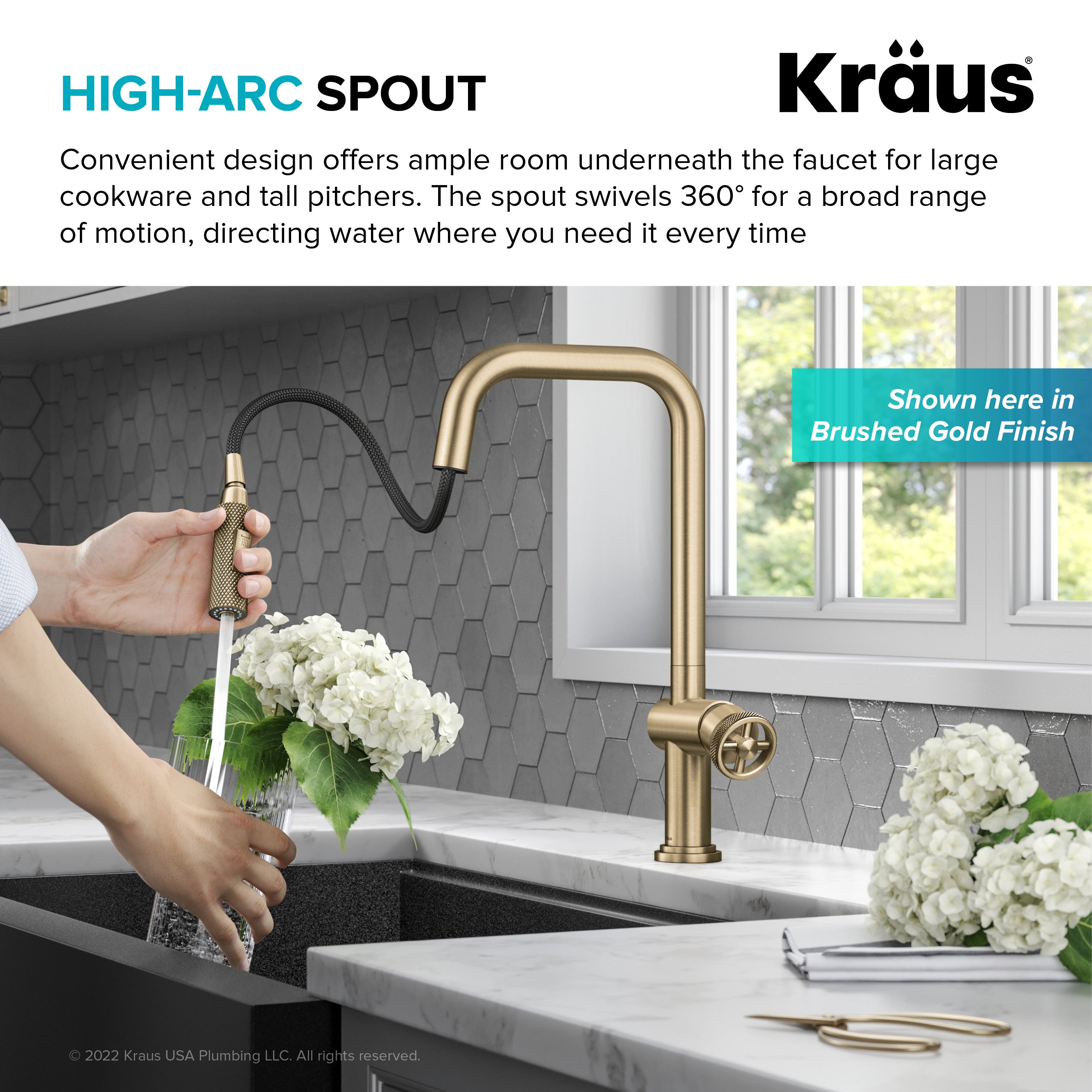 Kraus Urbix Industrial Pull-Down Single Handle Kitchen Faucet in Chrome