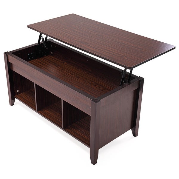 Lifting Coffee Table with Cabinet Dark Coffee Color - 41*19.3*19