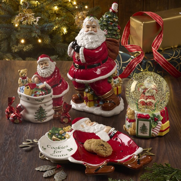 Spode Christmas Tree Figural Santa With Tree Cookie Jar 12 Inch