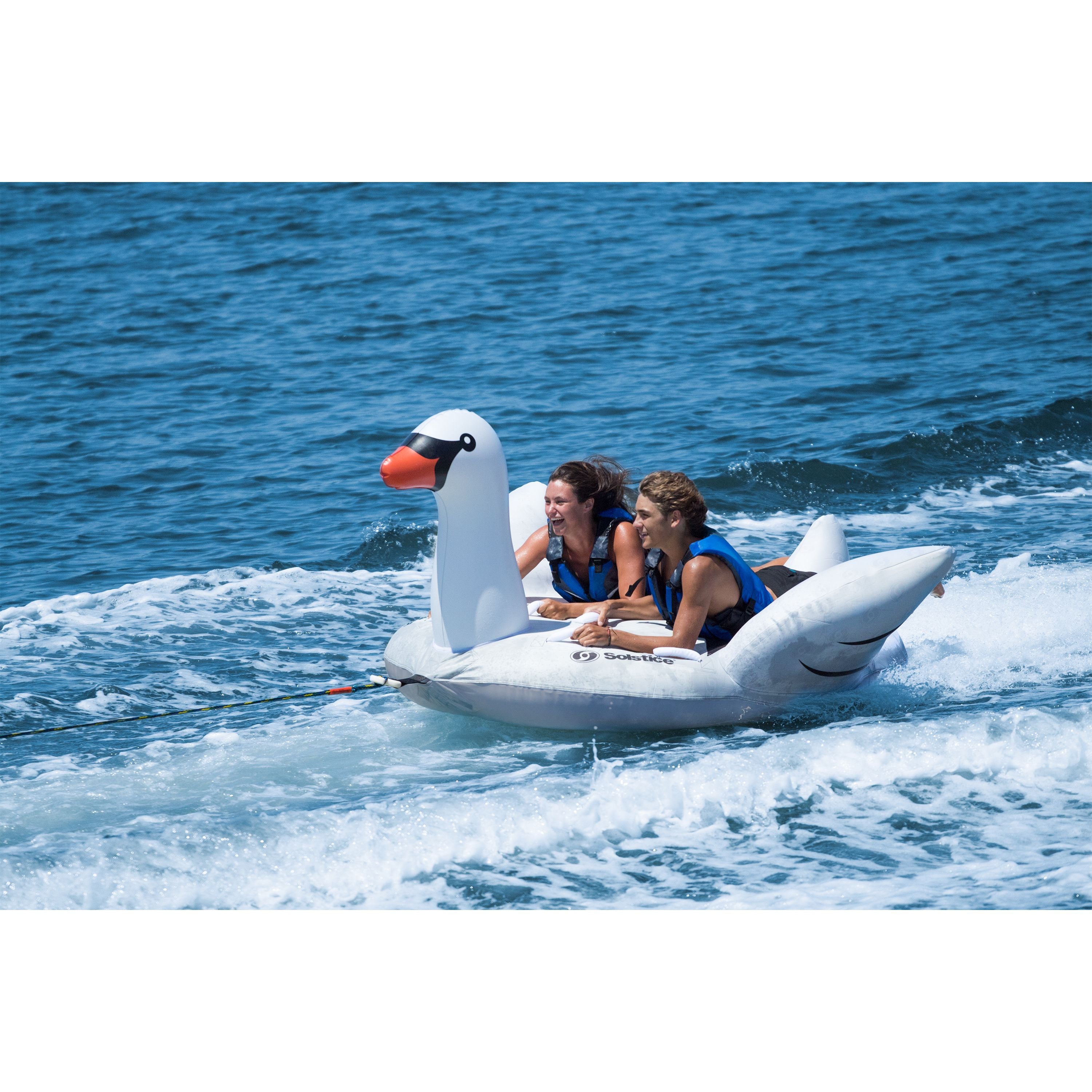 Solstice Swan Waterskiing Towable Inflatable Raft， 1-2 Persons