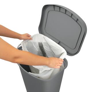 Glad 13 Gal. Gray Step-On Plastic Trash Can with Clorox Odor Protection of The Lid GLD-74131-1