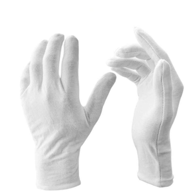 12 Pairs White Soft Cotton Ceremonial Gloves Stretchable Lining For Male Female Serving / Waiters Drivers Coin Jewellery Silver Inspection