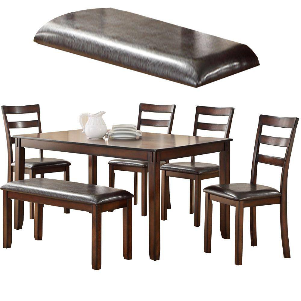 Benjara Brown Rubber Wood 6 Piece Dining Set BM167147