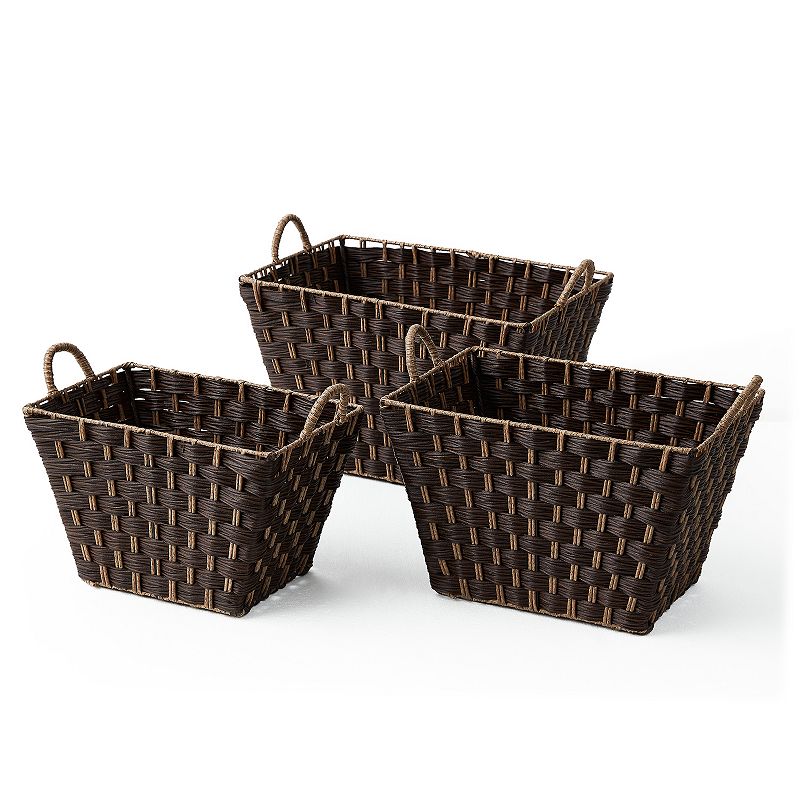 Saddle River Rectangular Tapered Faux Wicker Storage Bin 3-piece Set