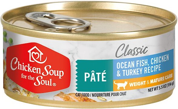 Chicken Soup for the Soul Weight and Mature Care Ocean Fish， Chicken and Turkey Recipe Pate Canned Cat Food