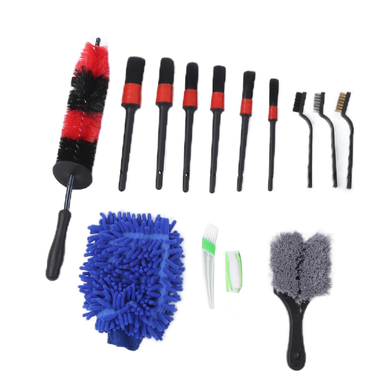 14pcs/set Car Cleaning Brush Set Universal For Truck Bicycle Wheel Engine Compartment Exhaust Pipe