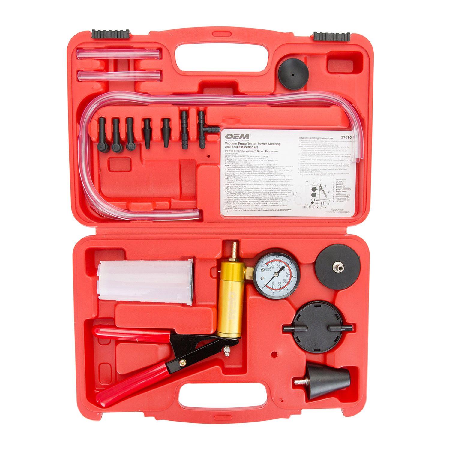 OEMTools 27070 OEM Automotive Tools Brake Bleeder， Steering Pump Bleeder， and Vacuum Pump Test Kits