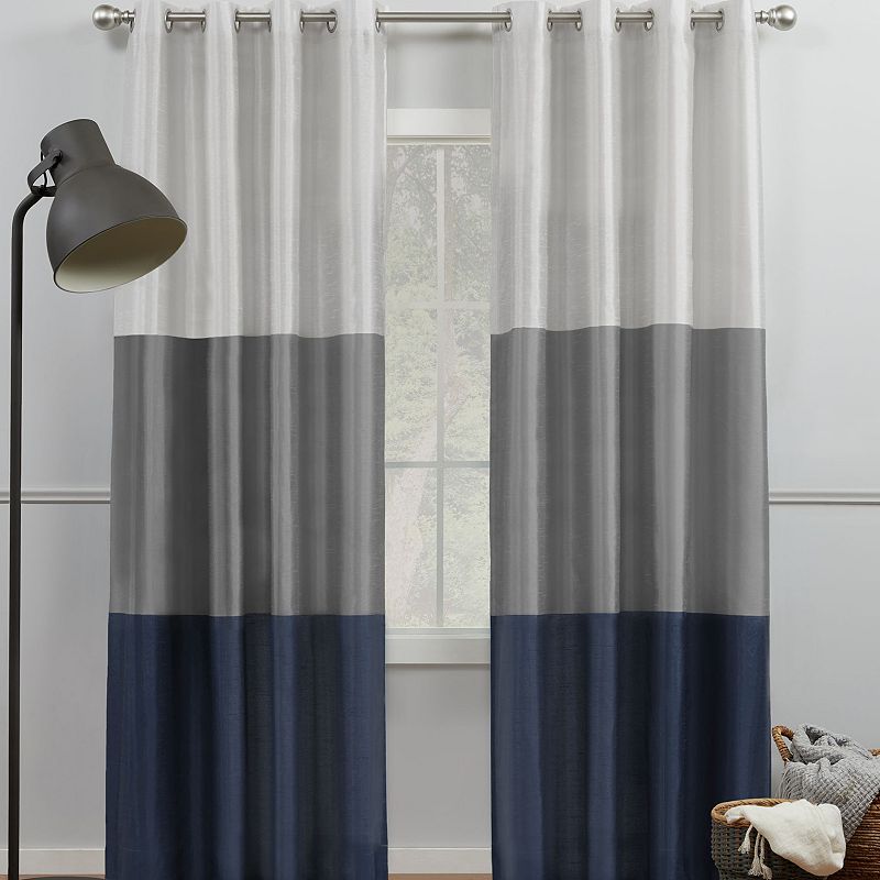 Exclusive Home 2-pack Chateau Striped Faux Silk Window Curtain Set