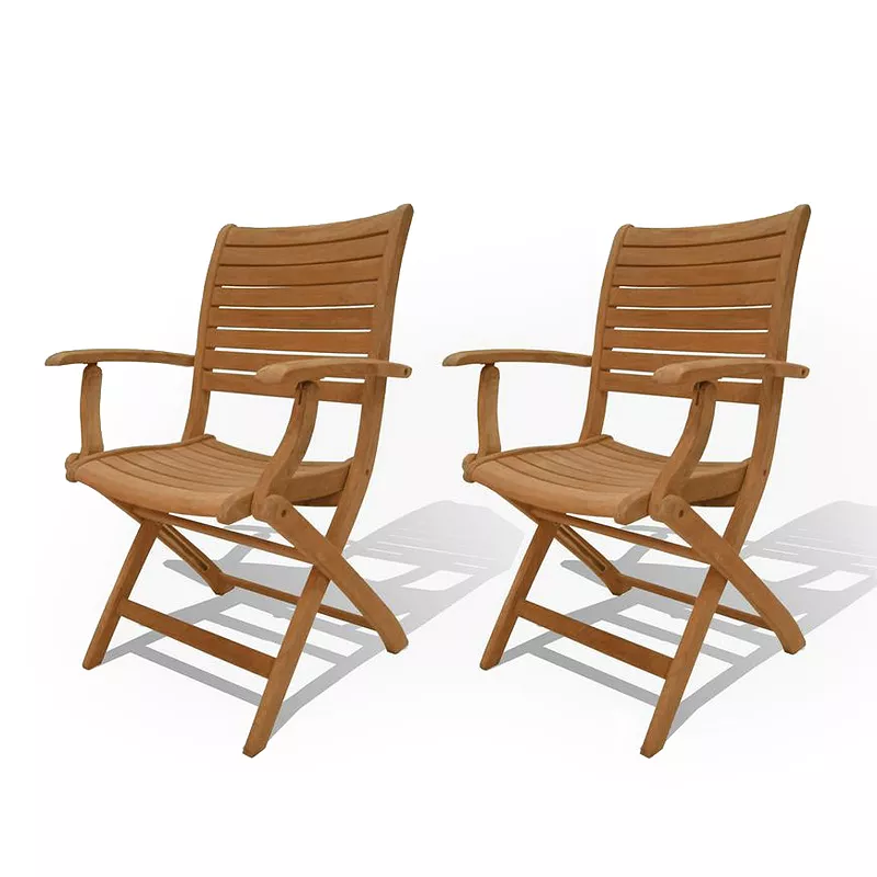 Amazonia Teak 2-pc. Teak Palu Outdoor Folding Arm Chair Set