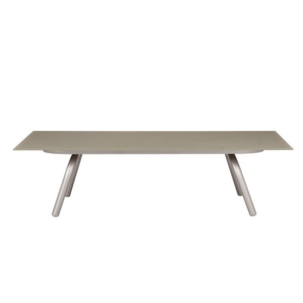 Phil 48 Inch Coffee Table， Tempered Glass Top， Smooth Gray Aluminum Frame