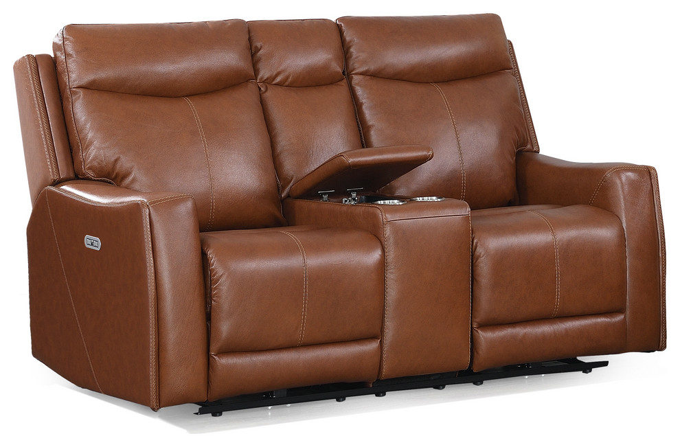 Natalia Power Loveseat Console Leather Recliner   Contemporary   Loveseats   by Steve Silver  Houzz