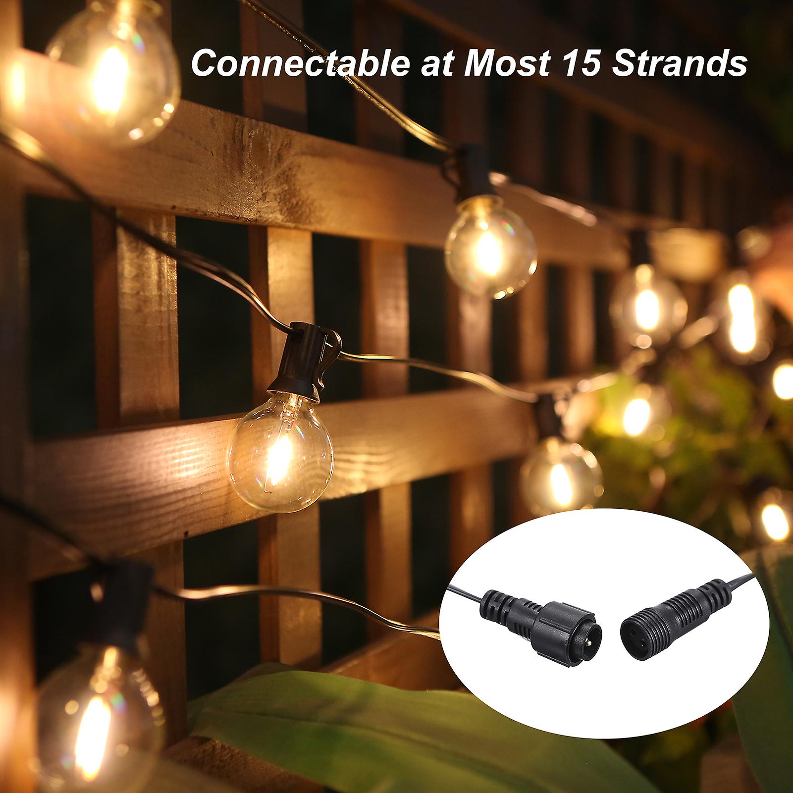 12m/39.37ft E12 Base G40 Led String Light With 25 Sockets and 27 Bulbs Ip45 Water-resistant Connectable Hanging Fairy Lights Indoor Outdoor Decoration L