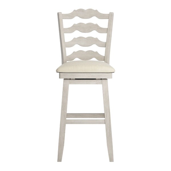 Sheena French Ladder Back Bar Height Swivel Stool， Antique White