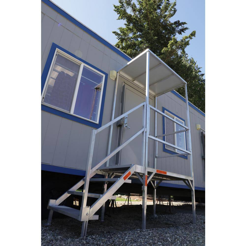 EZ-ACCESS FORTRESS 27.5 in. to 42.5 in. H OSHA Compliant Aluminum 4-Riser Stair System with Platform and Canopy FORC2742