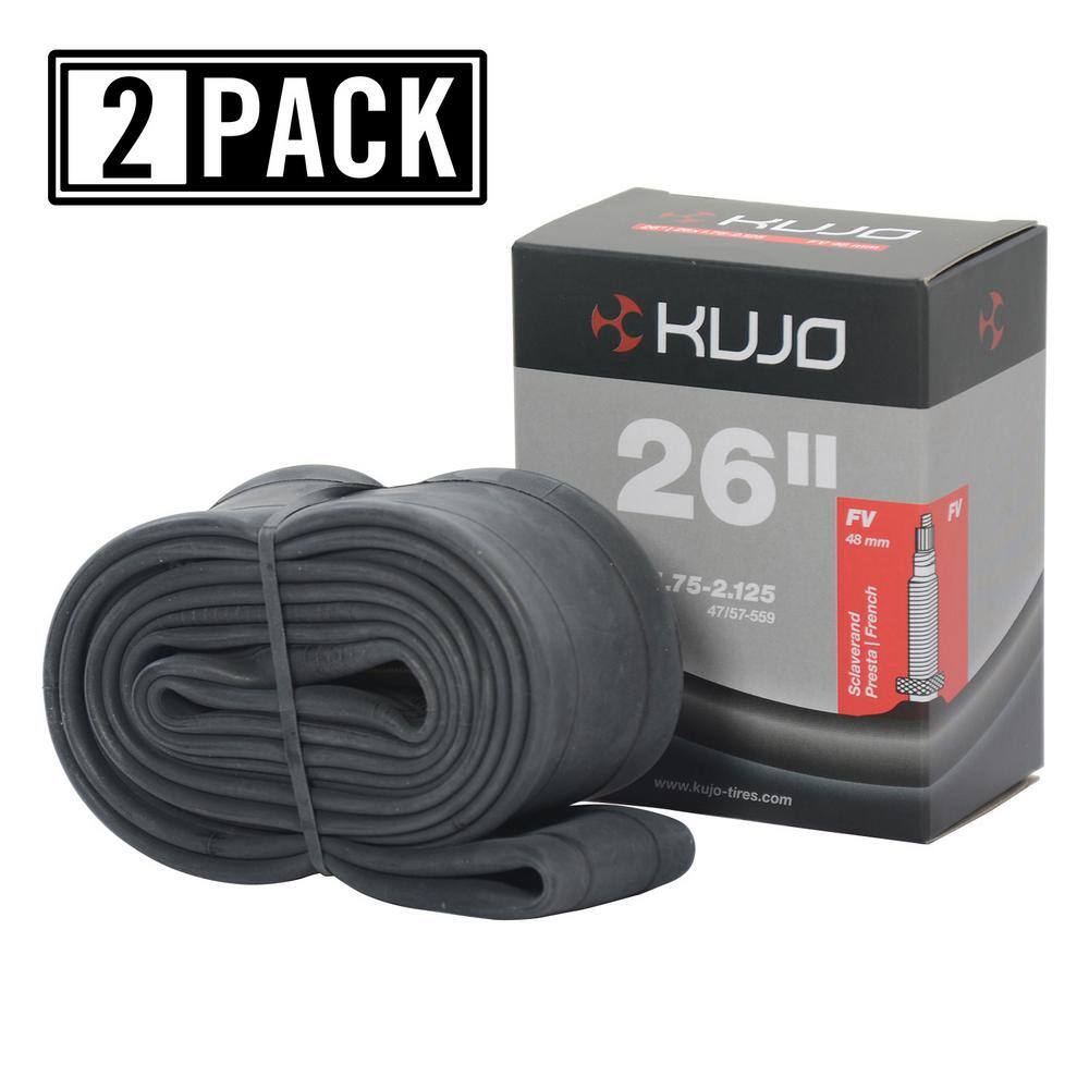 Kujo 26 in. x 1.75 in.2.125 in. Presta (French) 48 mm Bicycle Tube (2-Pack) 553037-P