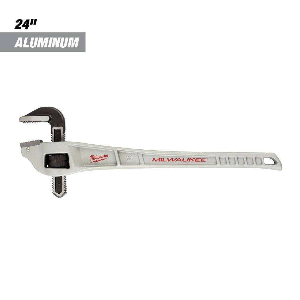 MW 10 in. Aluminum Pipe Wrench with Power Length Handle and 24 in. Offset Pipe Wrench (2-Piece) 48-22-7213-48-22-7182