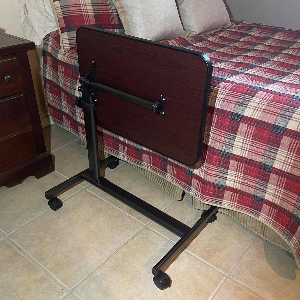 AmeriHome 24 in. x 16 in. Adjustable Height Rolling Over Bed Table 807004