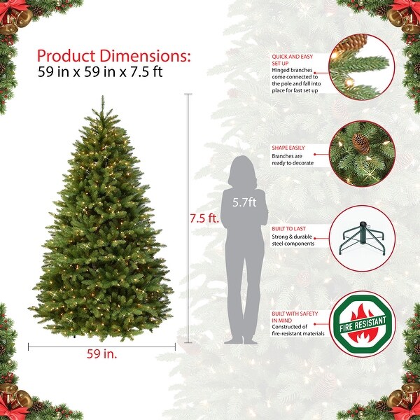 7.5' Prelit Fraser Fir Grand Tree Artificial Tree 750 Clear Lights