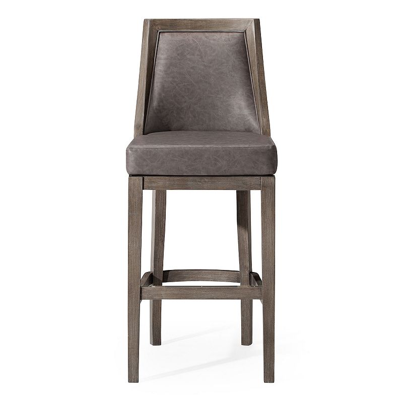 Maven Lane Vienna Bar Stool In Reclaimed Oak Finish W/ Ronan Stone Vegan Leather