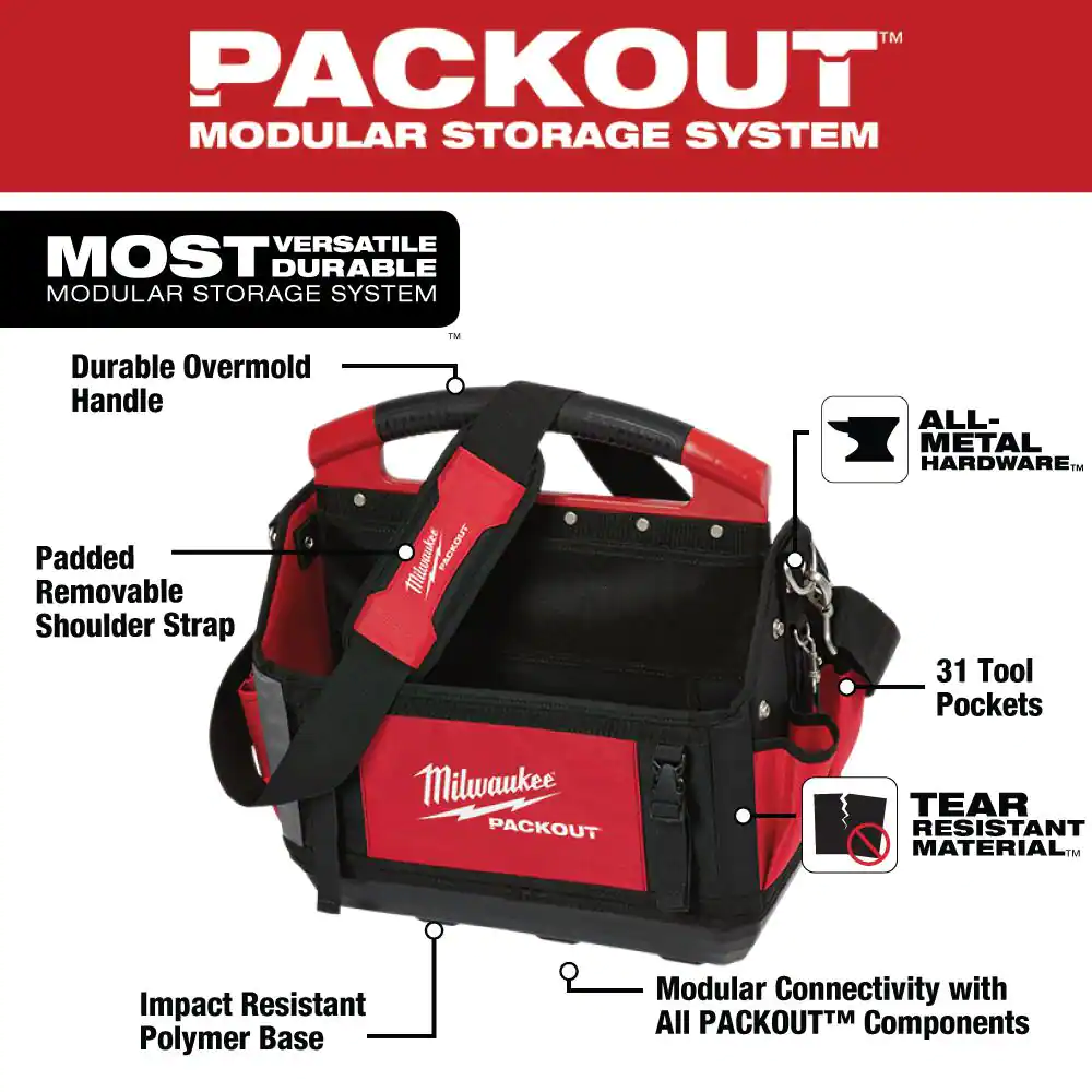 Milwaukee 15 In. Packout Tote With Tool Bag