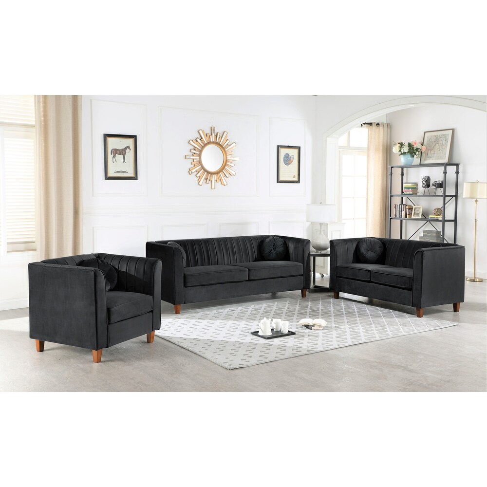 Lowery Kitts Velvet Classic Chesterfield Living Room Set