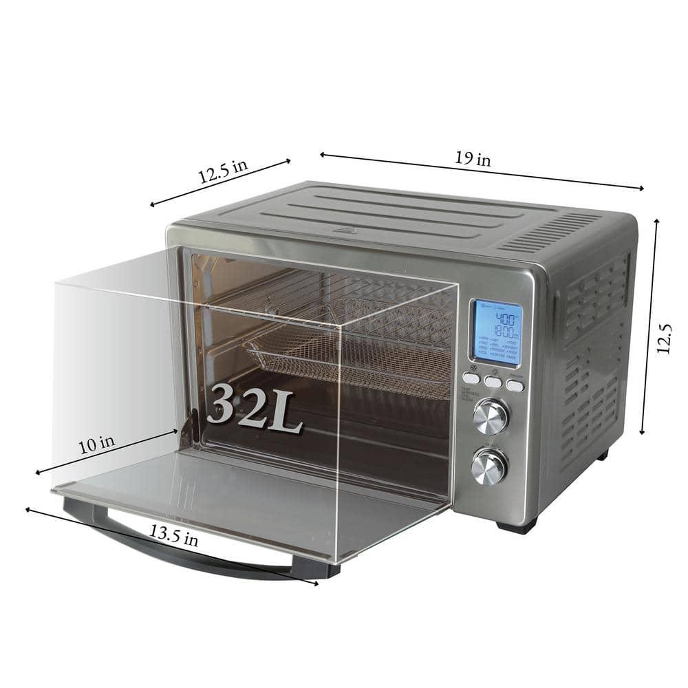 LNC 131Cuft Large Capacity 6Slice Stainless Steel Multifunctional Digital Toaster Oven with 12Cook Modes