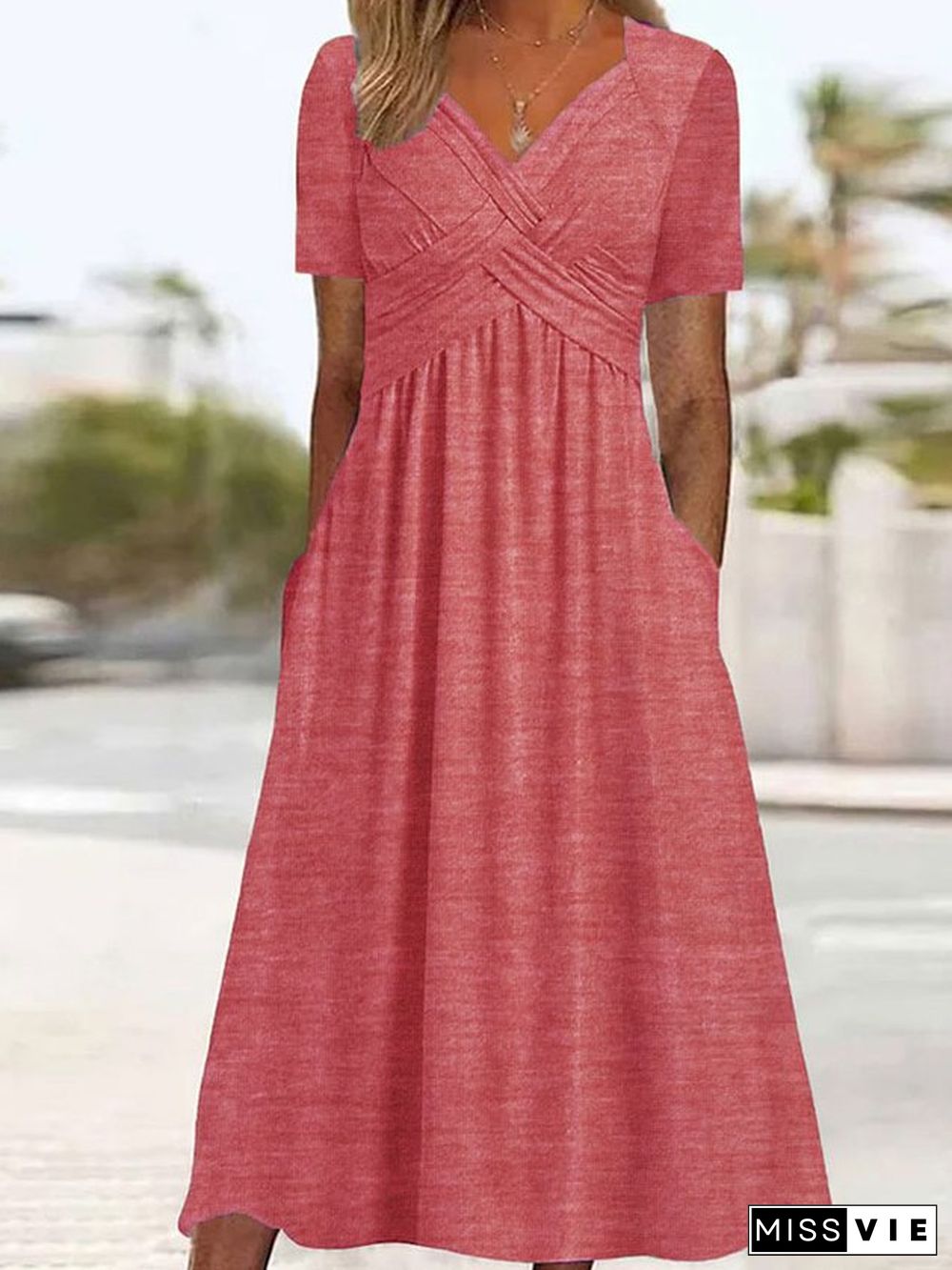 Plain Sweetheart Neckline Regular Fit Casual Dress