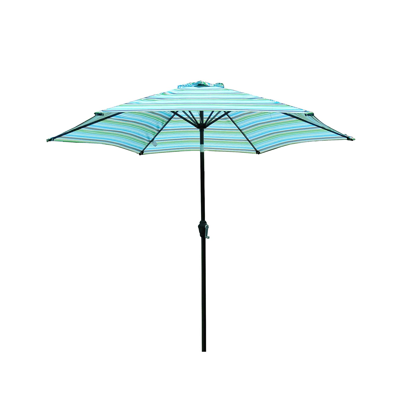 Tomshoo Outdoor Patio 8.6-Feet Market Table Umbrella with Push Button Tilt and Crank, Blue Stripes[Umbrella Base is not Included]