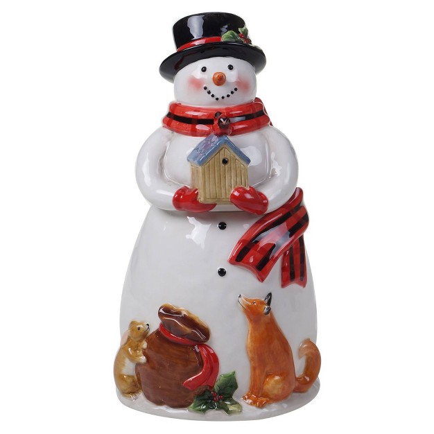 72oz Earthenware Magic Of Christmas Snowman Cookie Jar Certified International