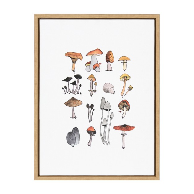 Kate And Laurel Sylvie Group Of Mushrooms Framed Canvas By Viola Kreczmer 18x24 Natural