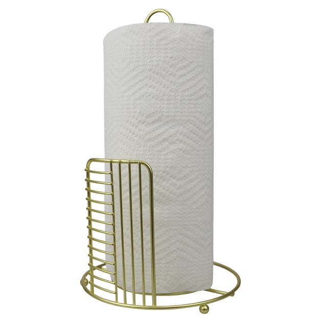 Home Basics Halo Free Standing Steel Paper Towel Holder Gold