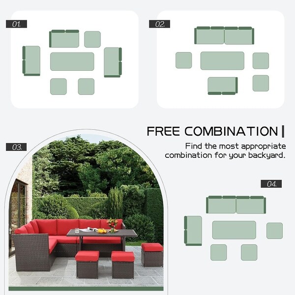 AECOJOY 7 Pieces Patio Furniture Set Outdoor Sectional Sofa Rattan Conversation Set