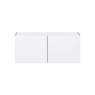 J COLLECTION Fairhope Glacier White Slab Assembled Wall Bridge Kitchen Cabinet (36 in. W x 15 in. H x 14 in. D) DSW3615-FR