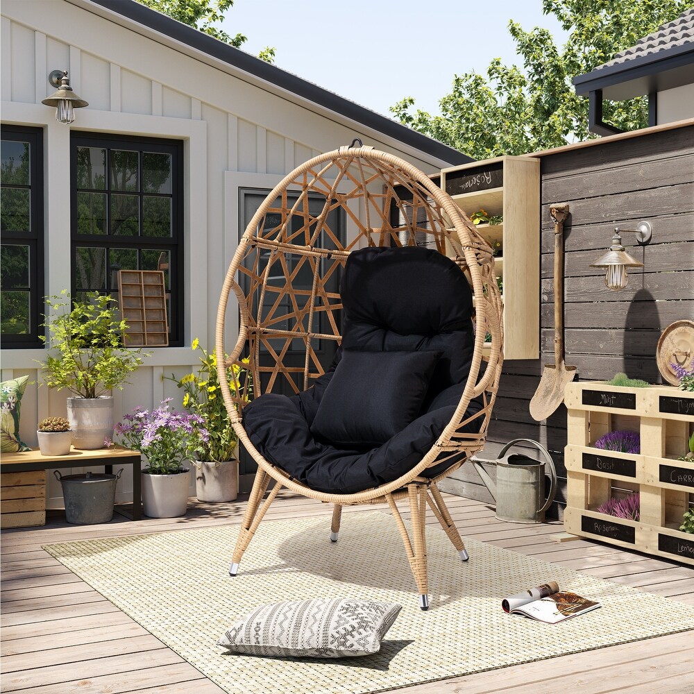 Pellebant Outdoor Wicker Egg Chair with Cushion