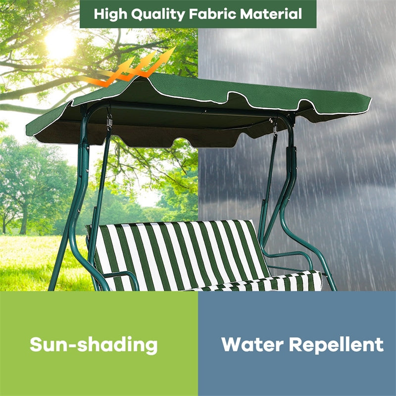 3-Person Cushioned Metal Outdoor Patio Porch Swing Chair Bench Glider with Adjustable Awing Canopy