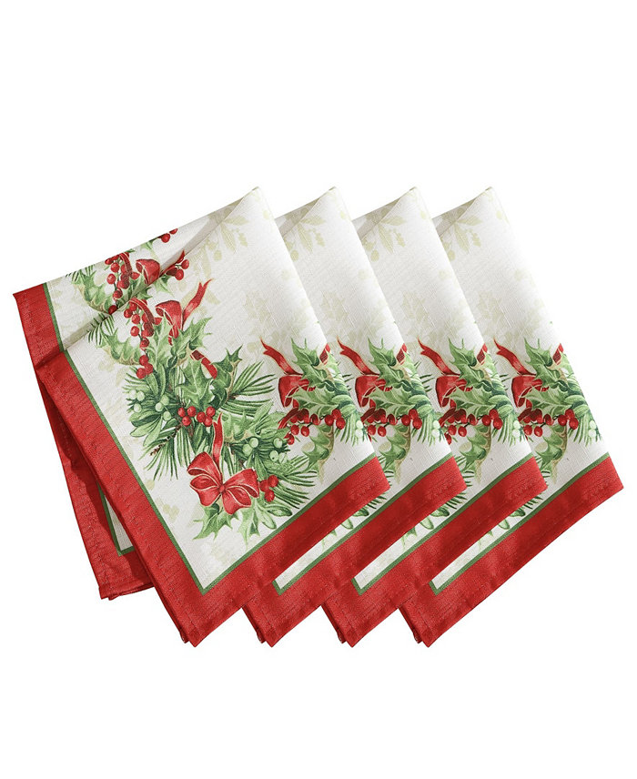 Elrene Holly Traditions Holiday Napkins Set of 4