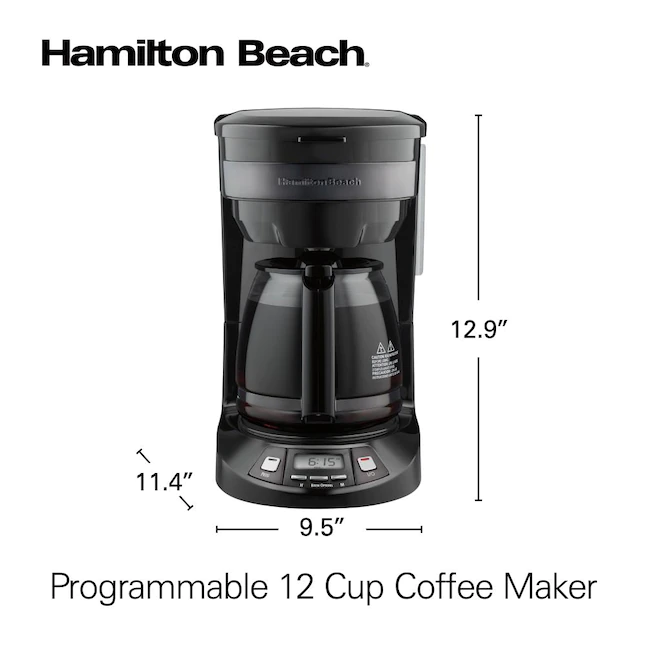 Hamilton Beach 12-Cup Black Stainless Steel Residential Drip Coffee Maker， (46293)