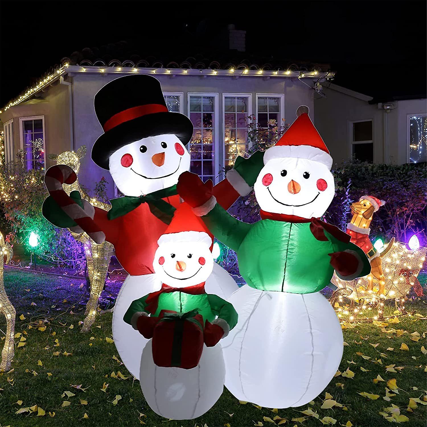 4ft Christmas Inflatable Snowman Family Decorations Christmas Blow Up Outdoor Yard Decoration With Led Light Holiday Air Blown Indoor Outdoor Home Yar