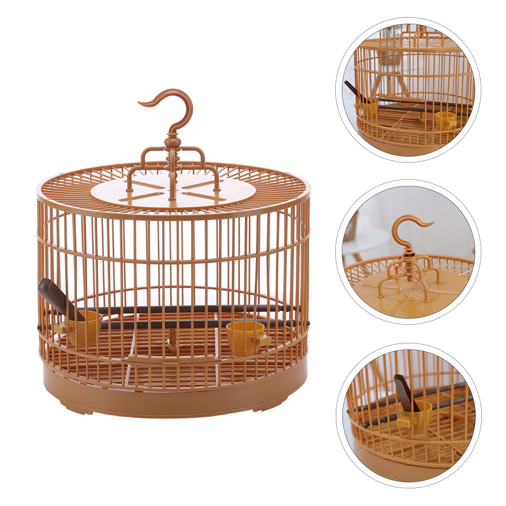 Bestonzon Bird Cage Cages Hanging Decorative Birds Budgie Parakeet Travel Small Round Parakeets Bamboo