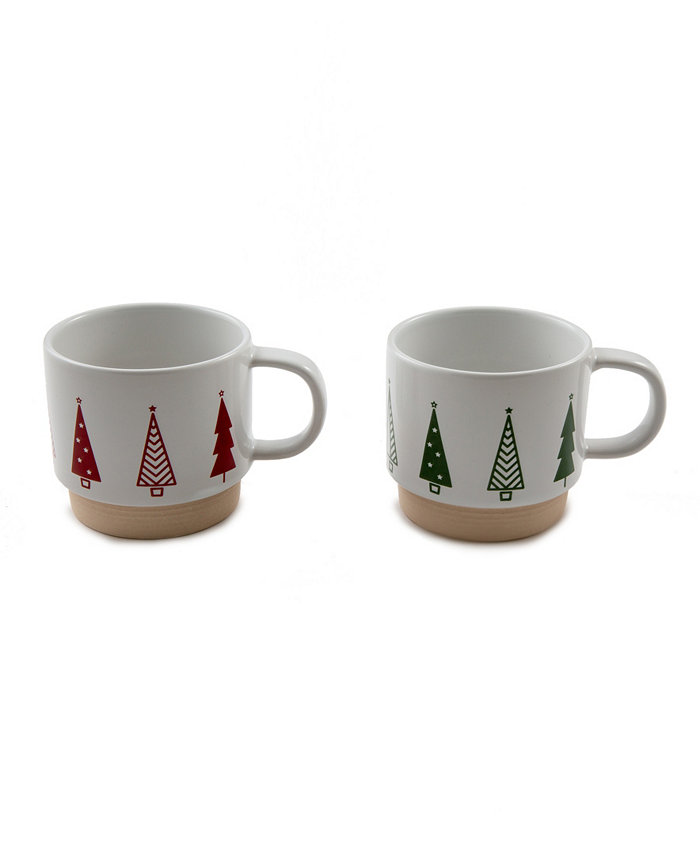 Thirstystone Stackable Mugs with Christmas Trees Set of 2