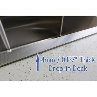 eModernDecor Drop-in Top Mount 16-Gauge Stainless Steel 42-78 in x 21-12 in x 10 in 6040 Offset Double Bowl Kitchen Sink Combo ARL-RT4321