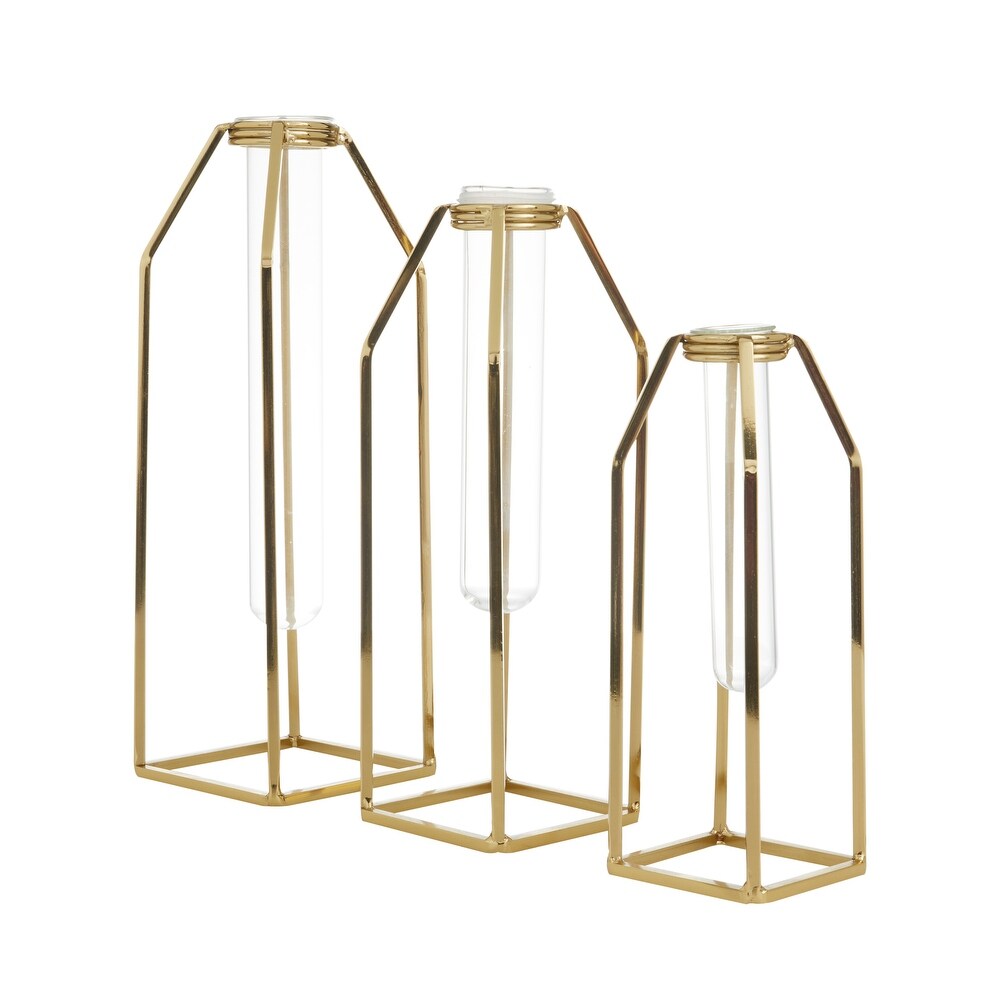 CosmoLiving by Cosmopolitan Gold Stainless Steel Test Tube Vase (Set of 3)