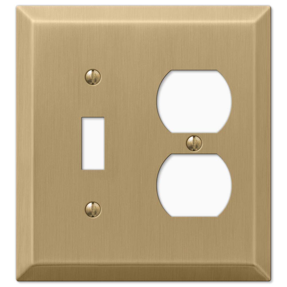 AMERELLE Metallic 2 Gang 1-Toggle and 1-Duplex Steel Wall Plate - Brushed Bronze 163TDBZ