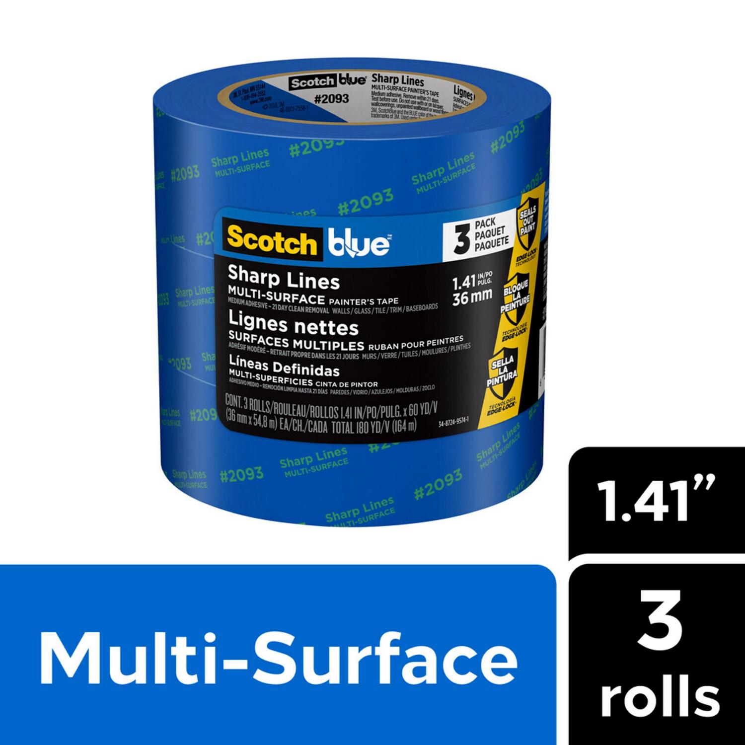 ScotchBlue 1.41 in. W X 60 yd L Blue Medium Strength Painter\u0027s Tape 3 pk