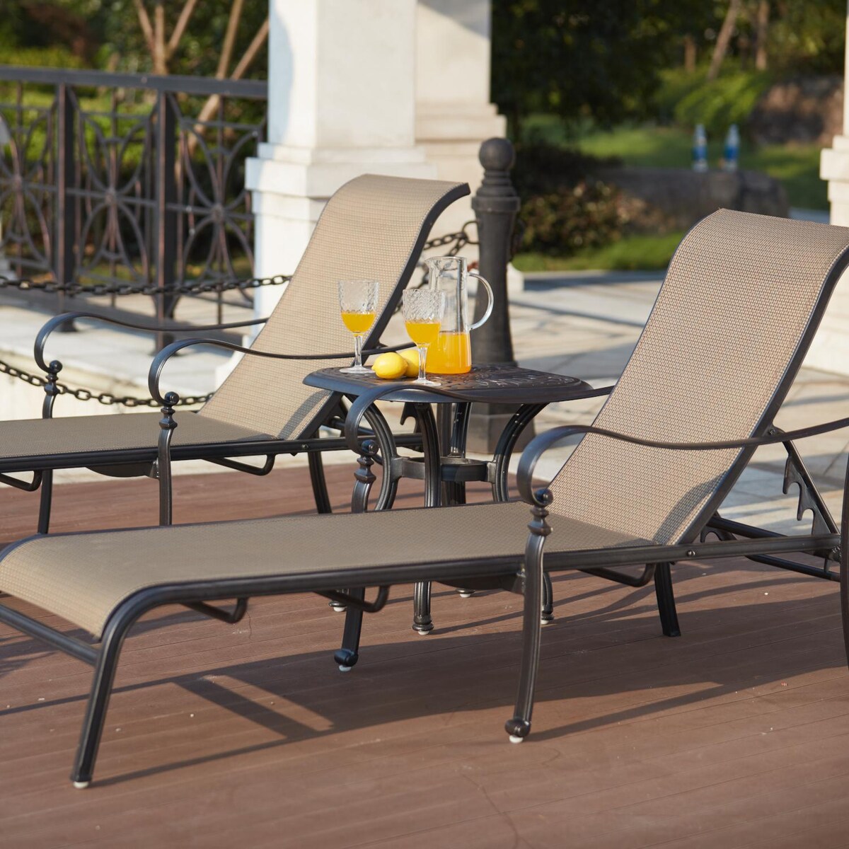 Mountain View 3 Piece Cast Aluminum Sling Patio Chaise Lounge Set By Darlee