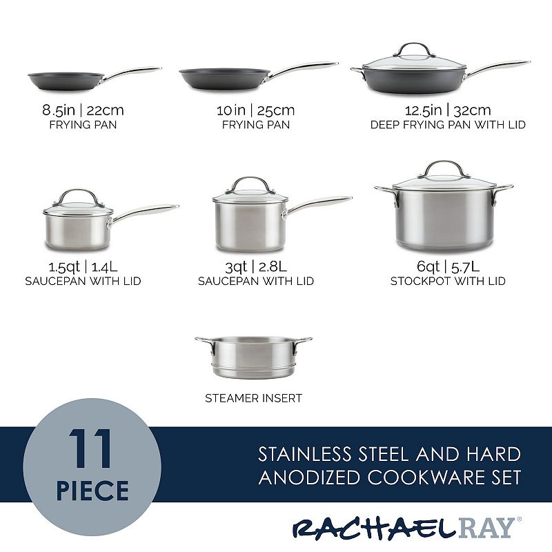 Rachael Ray? 11-pc. Stainless Steel and Hard Anodized Nonstick Cookware Induction Pots and Pans Set